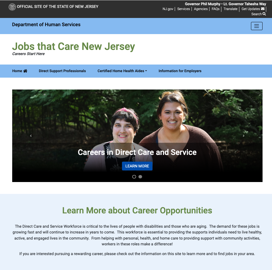 NJ Human Services & The Boggs Center Launch ‘Jobs That Care New Jersey’ Website to Highlight Direct Care Job Opportunities