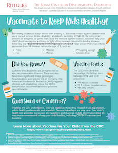 Vaccinate to Keep Kids Healthy Publication Cover